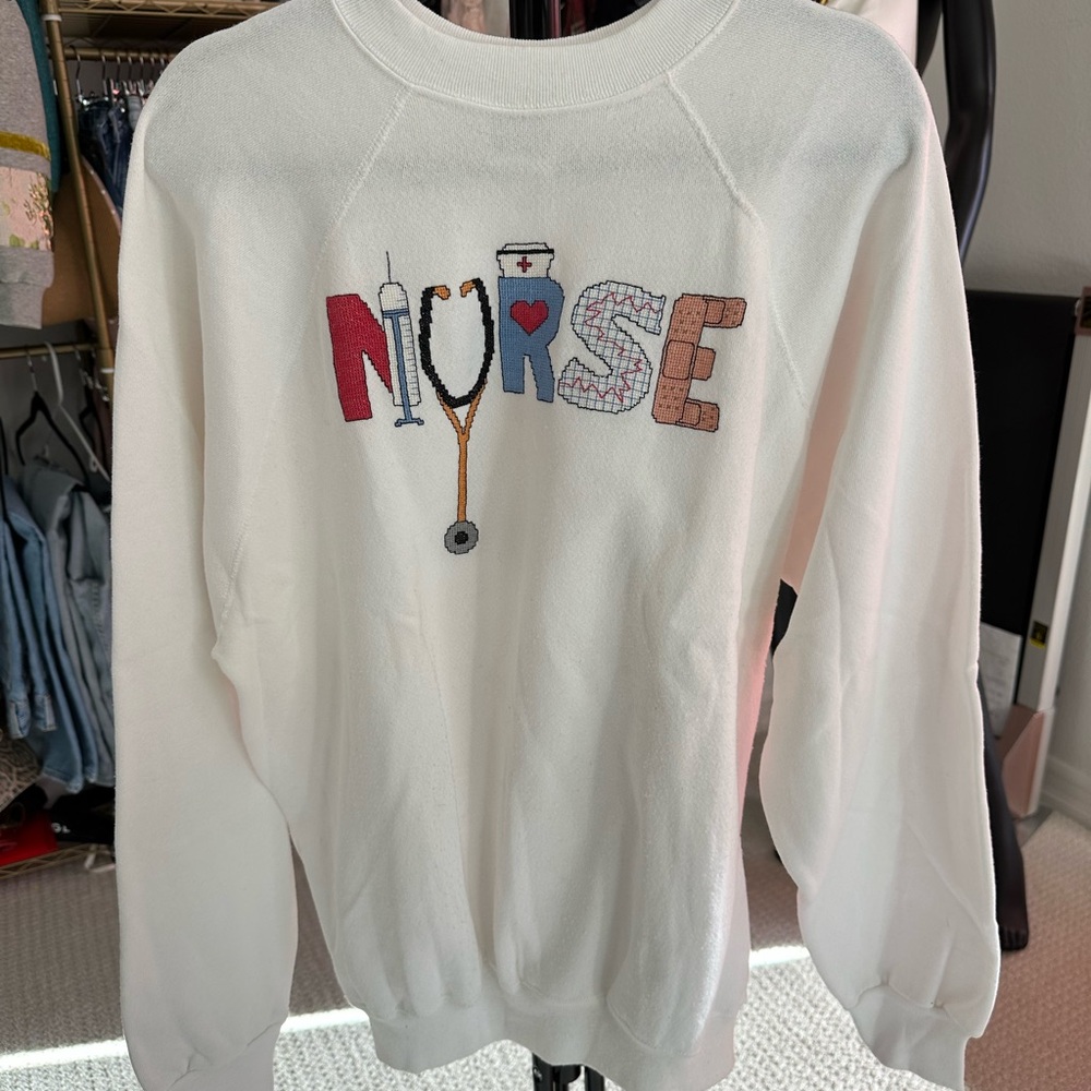 Vintage 90’s Tultex “Nurse” Embroidered Sweatshirt - Made In USA (XL)